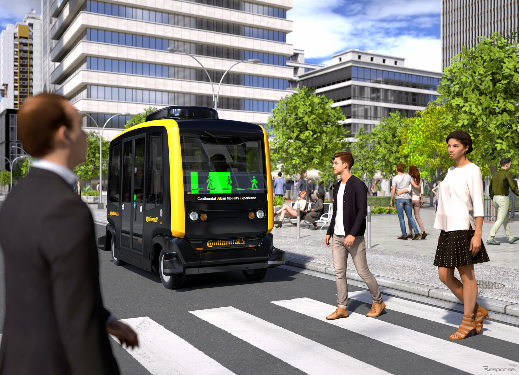 コンチネンタルの自動運転ロボタクシーと歩行者のコミュニケーションシステム