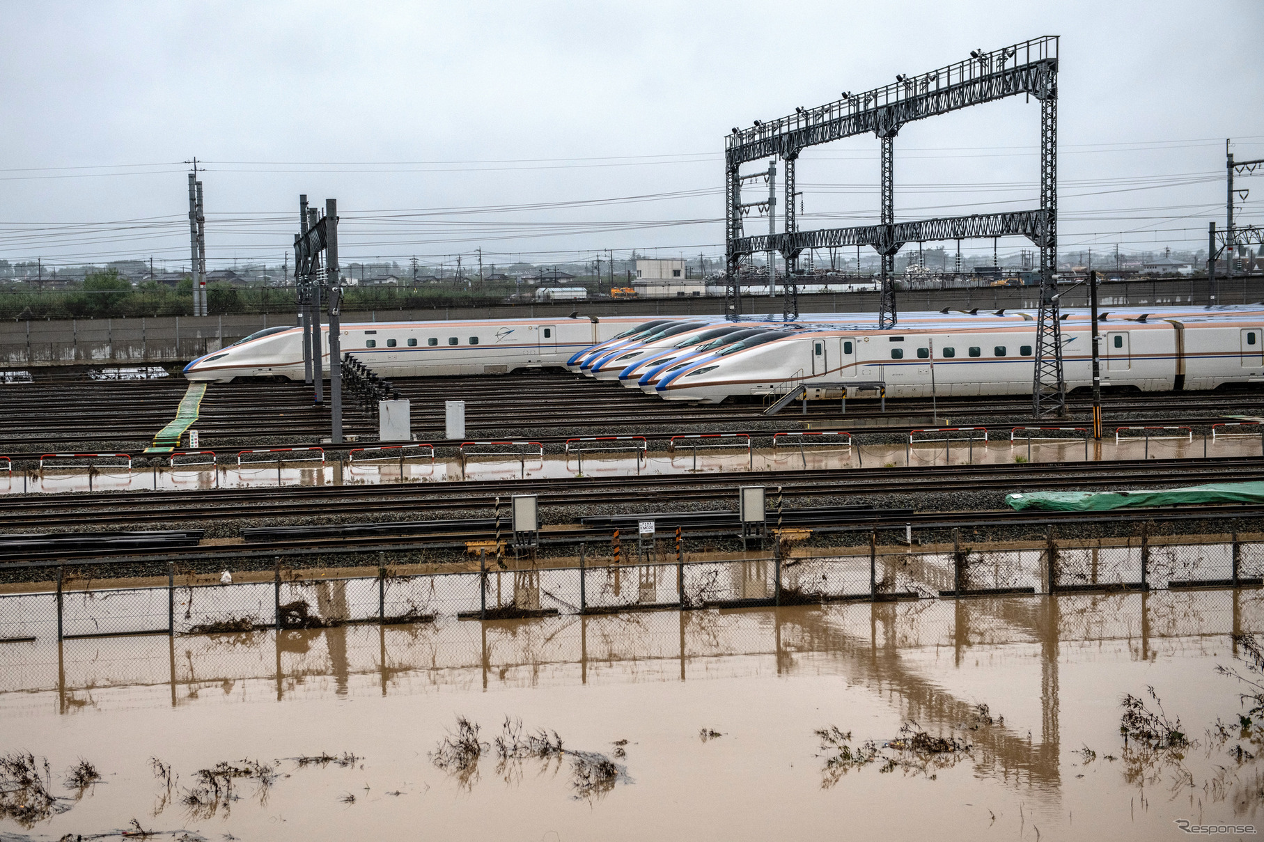 台風19号で浸水した長野新幹線車両センター（長野県長野市）
