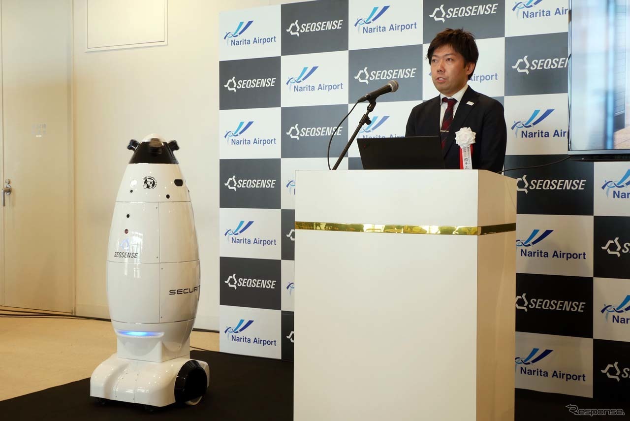 警備ロボット導入について説明するNAAの空港運用部門保安警備部マネージャーの國本正典氏