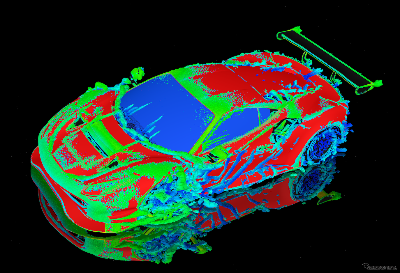 フェラーリ 488 GTE EVOの空力シミュレーション。単に空力特性を求めるのではなく、ドライバーの感覚に寄り添うことでドライバビリティの向上を実現した