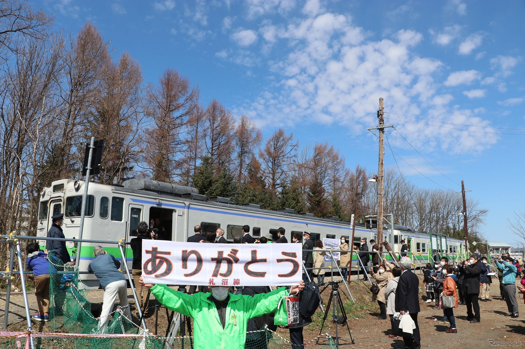 ラストラン列車となった新十津川発石狩当別行き5426D。2020年4月17日。