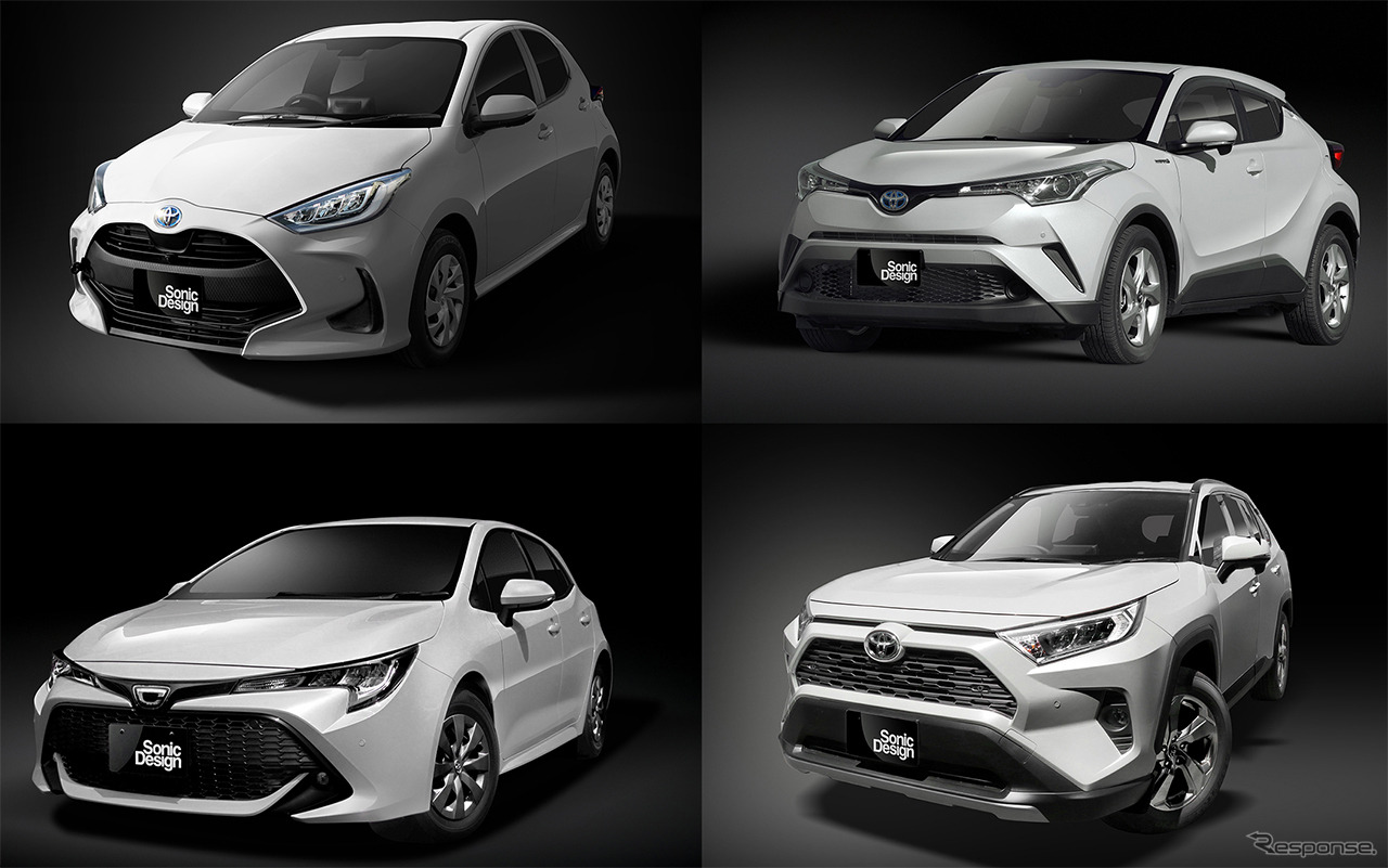 トヨタ ヤリス（左上）、C-HR（右上）、カローラスポーツ（左下）、RAV4（右下）