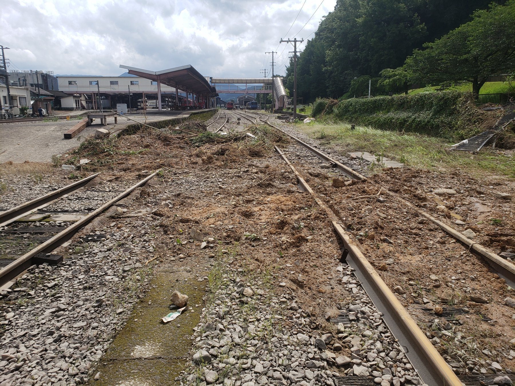 土砂が流入した駅。