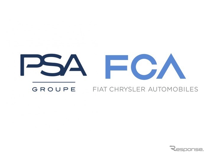 PSA（左）とFCAの従来のロゴ