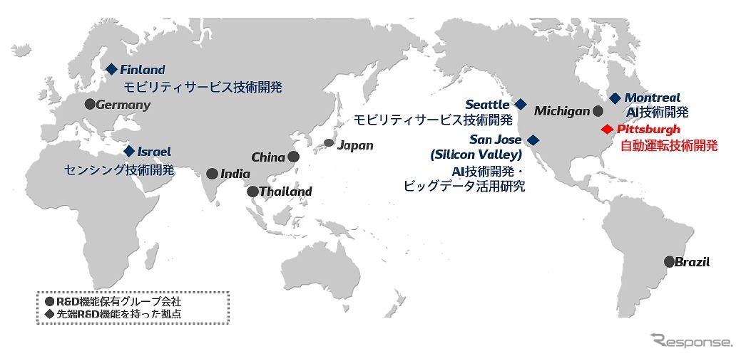 デンソーが世界に展開している研究開発拠点