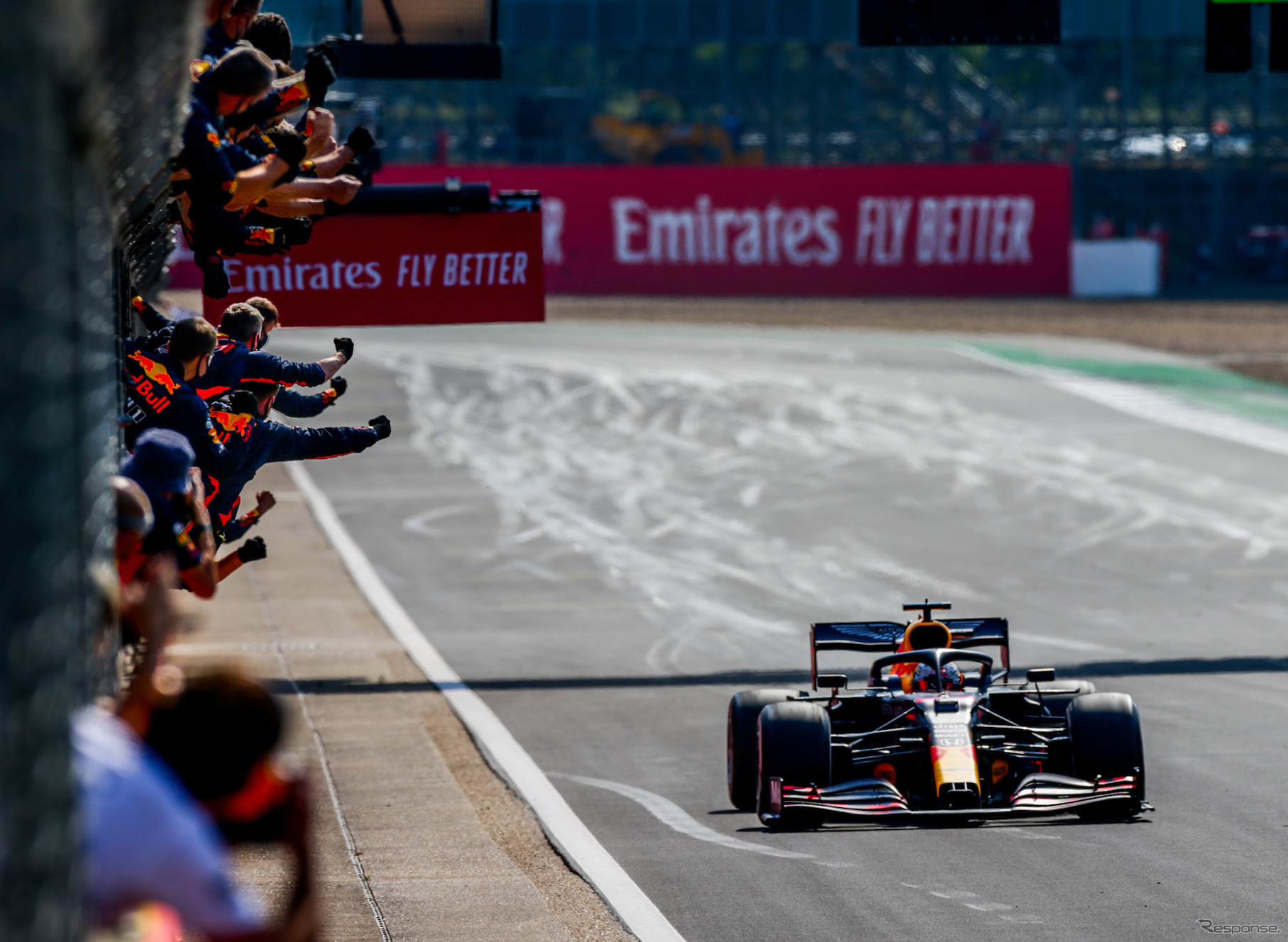 今季F1第5戦70周年記念GPで優勝したM.フェルスタッペン（レッドブル・ホンダ）。