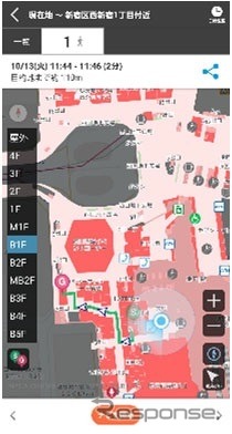 行き方案内（新宿駅屋内マップ対応版）