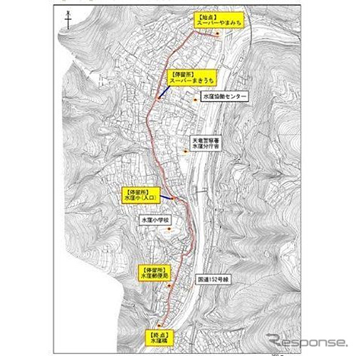 水窪町内の走行ルート