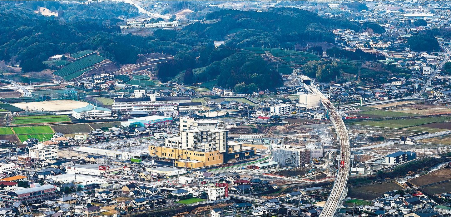 嬉野（うれしの）温泉駅付近の建設現場。