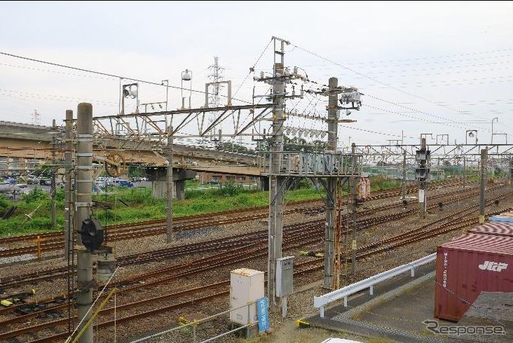 高崎線沿いにある熊谷貨物ターミナル駅の構内。