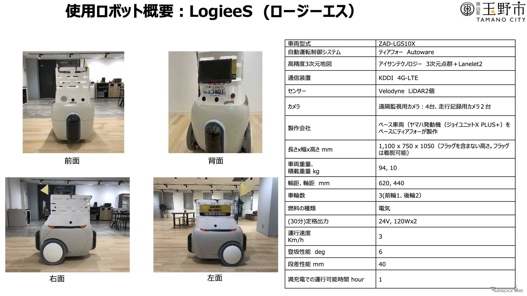 使用ロボット概要：LogieeS (ロージーエス）