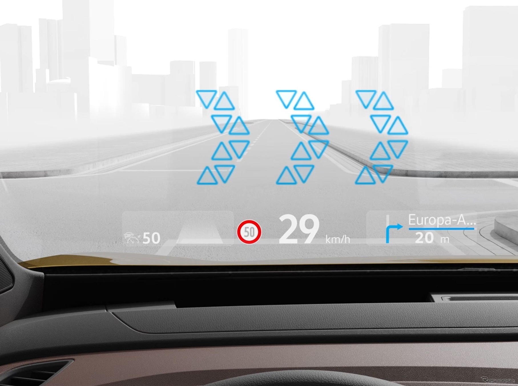 フォルクスワーゲンの拡張現実（AR）ヘッドアップディスプレイ
