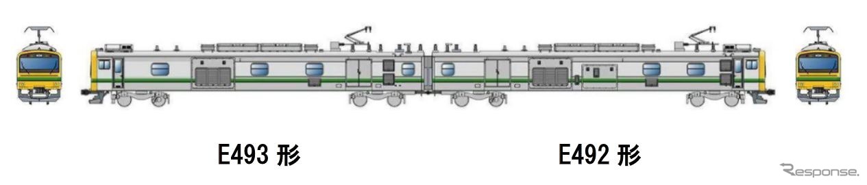 E493形とE492形からなる2両固定編成のE493系。