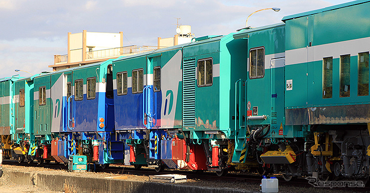 京葉臨海鉄道市原分岐付近に留置されていた保線用車両（2月14日）