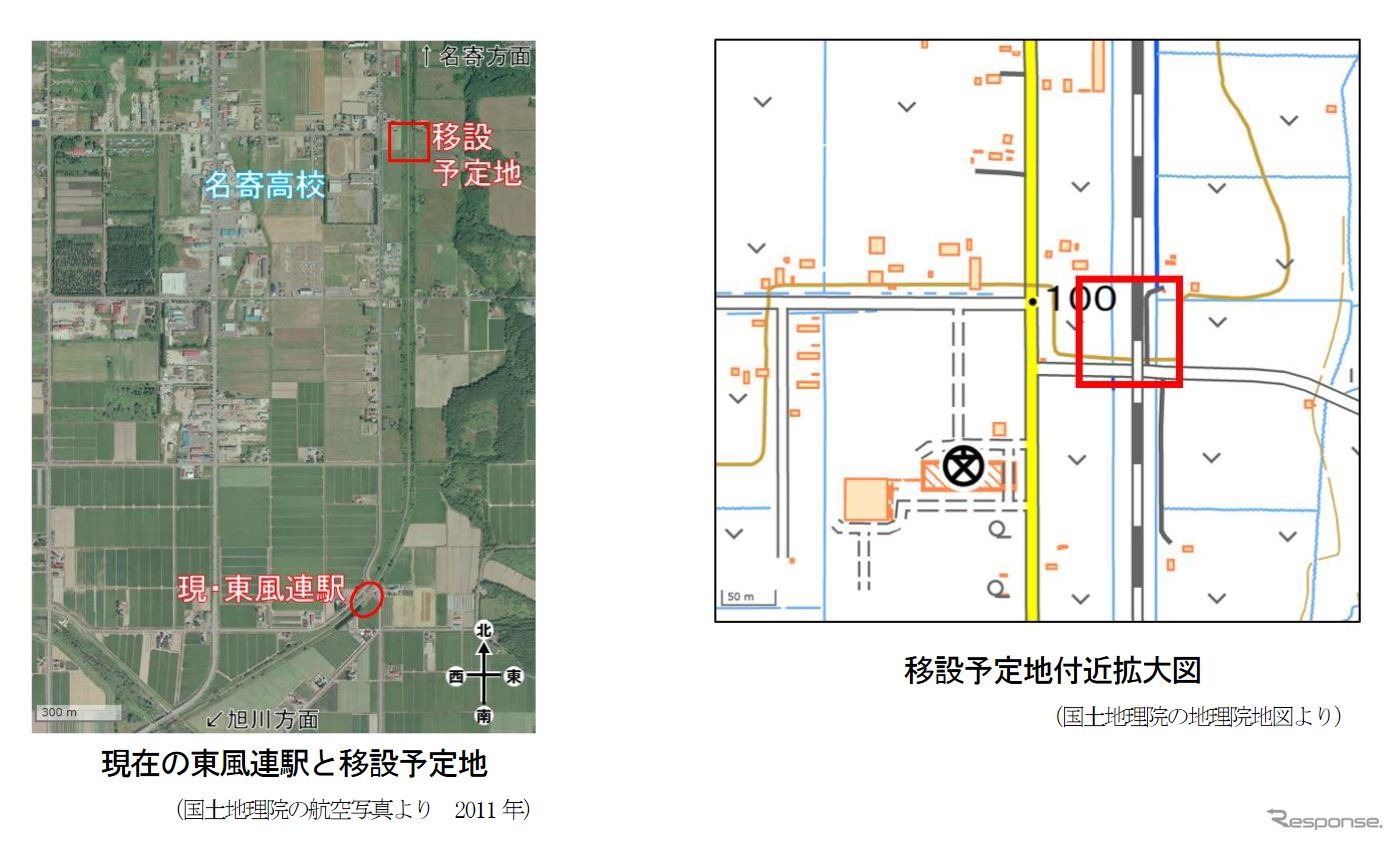 東風連駅を移設して設けられる名寄高校駅の予定位置。