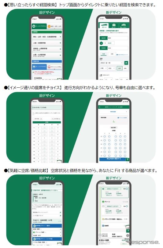 予約画面のUIが刷新されるリニューアル後の『えきねっと』。