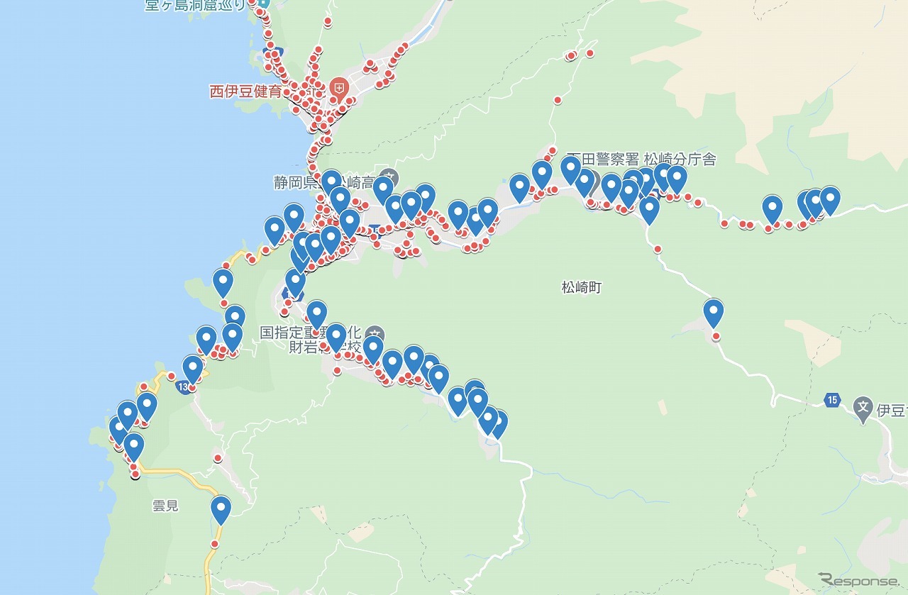 バス停位置とタクシー乗降場所のプロット