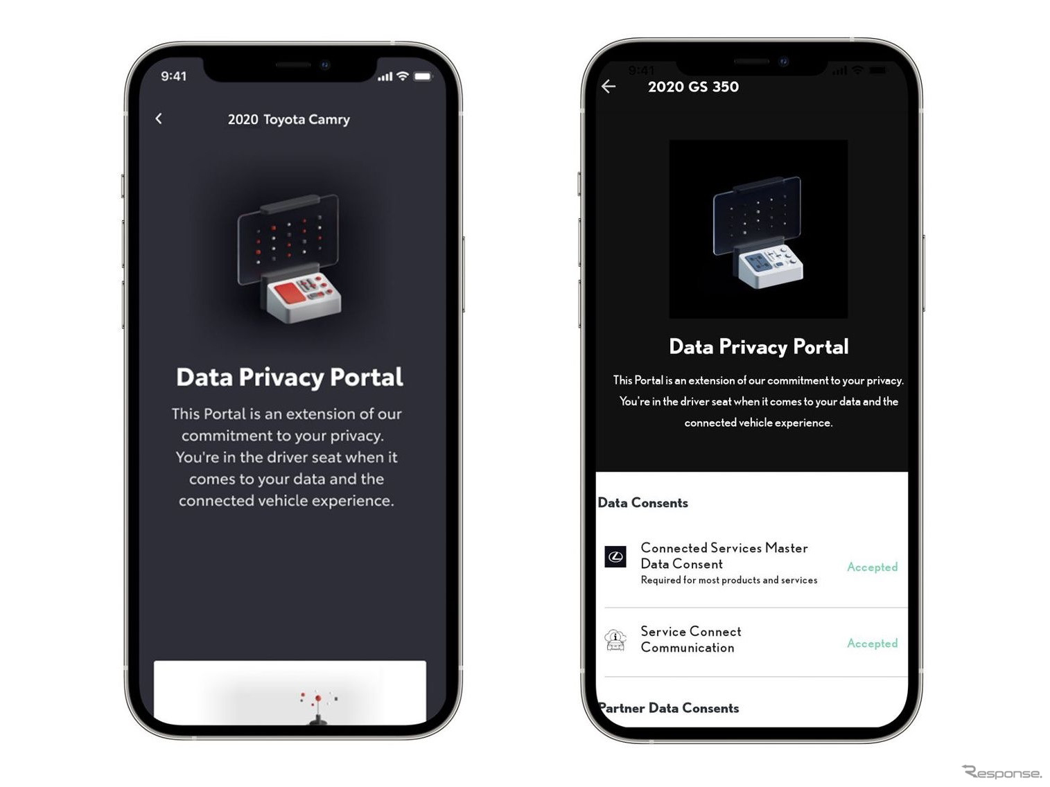 米国のトヨタとレクサスのユーザー向けアプリに新設された「データプライバシーポータル」