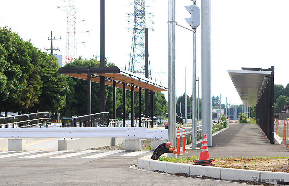 清原地区市民センター前電停。この右側にトランジットセンター（交通結節点）ができる