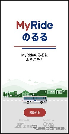専用アプリ「My Rideのるる」起動画面