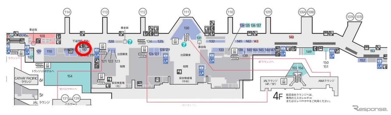 SHISEIDO HANEDA BOUTIQUEの場所：羽田空港第3ターミナル国際線出発エリア。国際線に搭乗する旅客が利用できるる場所。
