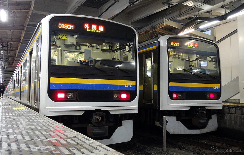 JR東日本時代の209系2100番台。総武本線千葉駅。