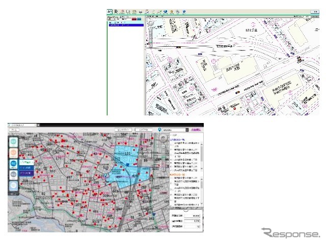 簡単に素早く場所特定が可 な「住宅地図 for Web」（右上）、中小個店の 促活動を支援する「らくらく 促マップ」