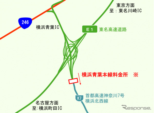東名高速道路 横浜青葉本線料金所 位置図
