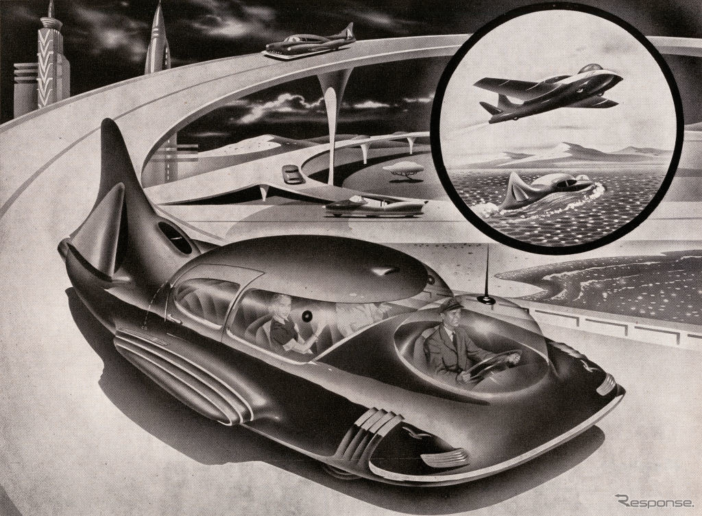 水陸空、汎用ヴィークルの想像イラスト（1952年）