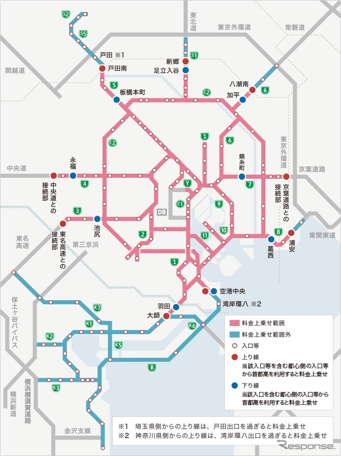 料金上乗せ対象エリア：ETC車