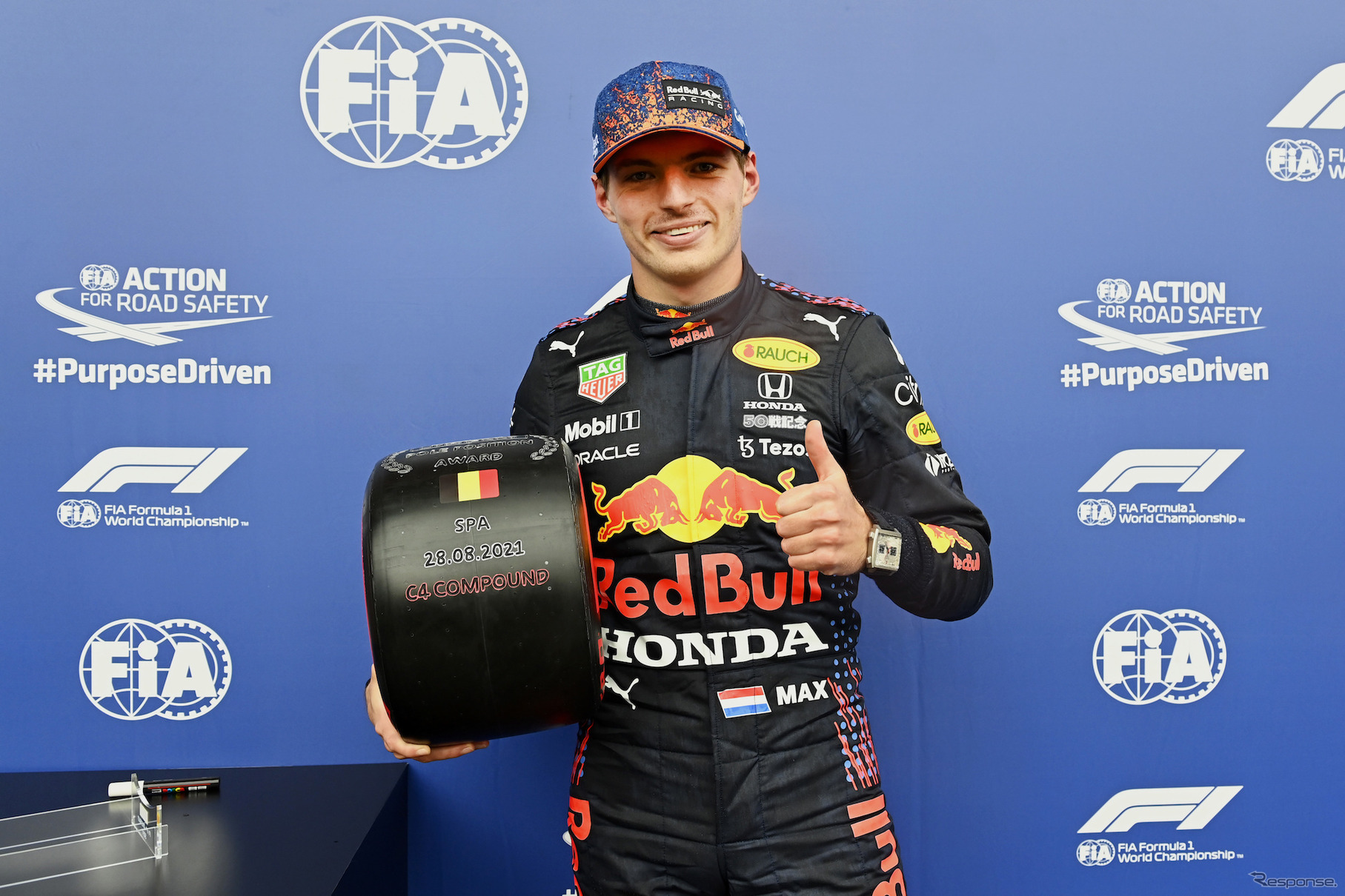 ベルギーGPのポールポジションを獲得したマックス・フェルスタッペン（レッドブル）。