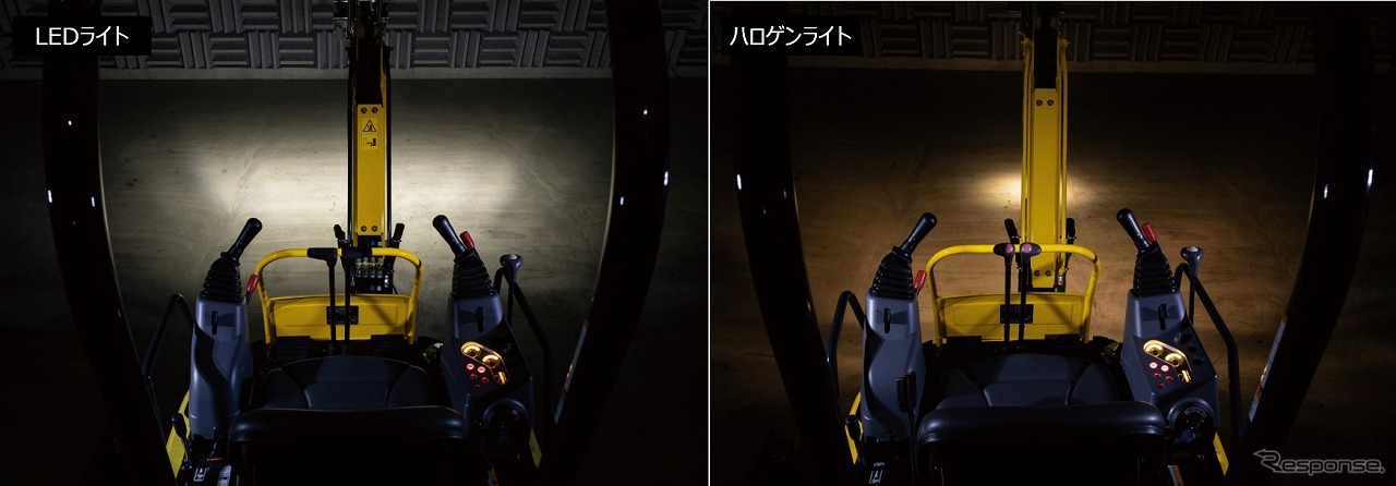 LEDライトとハロゲンライトの照射比較