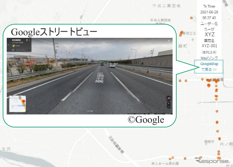 地図上に急ブレーキをかけたポイントを表示