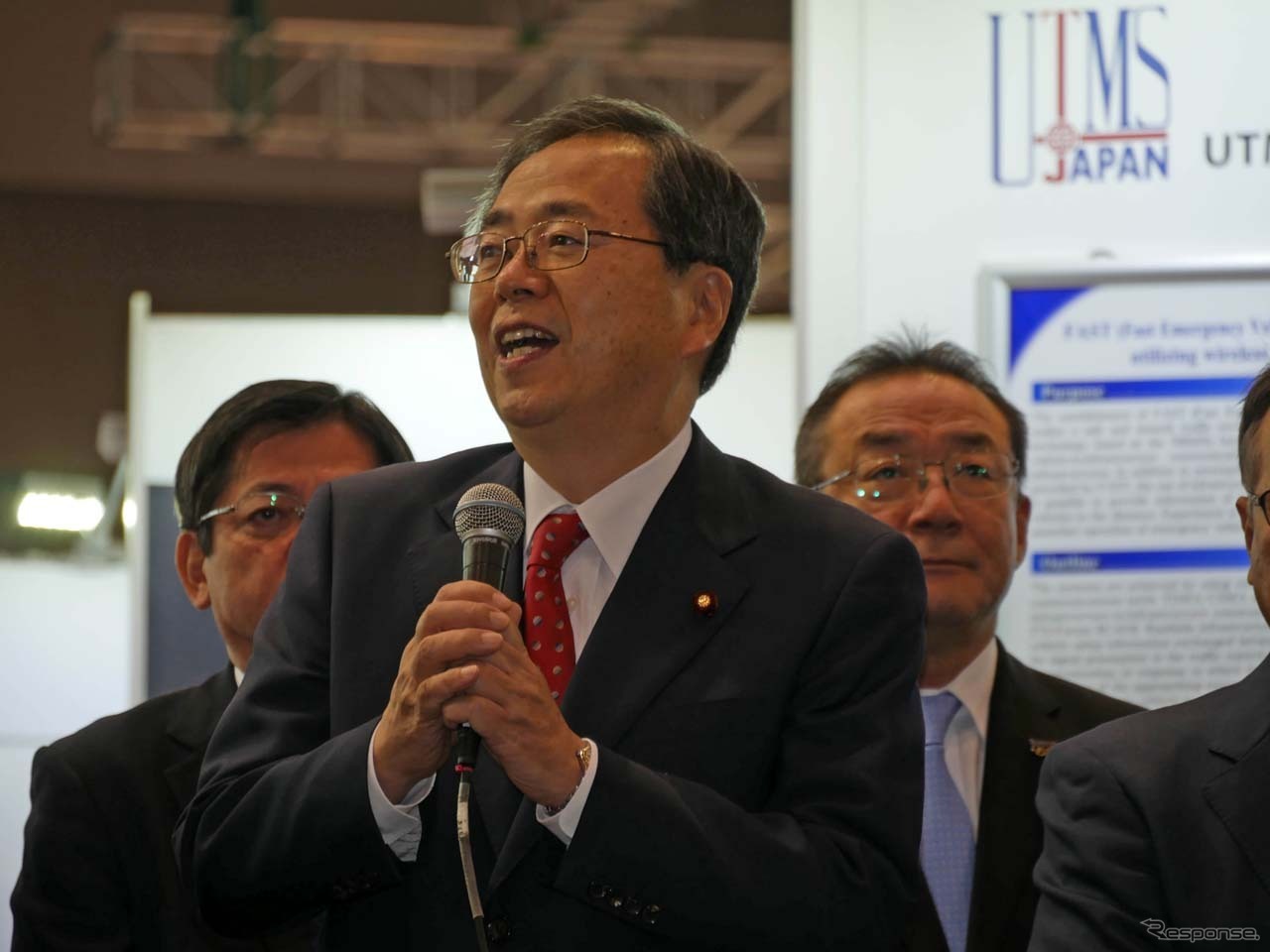 2016年、ITSジャパンが出展する「ジャパンパビリオン」で挨拶をした時の斉藤鉄夫氏。2008年8月から2009年9月までは福田康夫改造内閣と麻生太郎内閣で環境大臣を務めた。