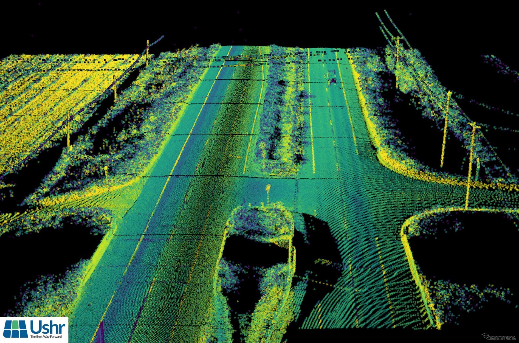 ハンズフリーの部分自動運転が可能なキャデラックのスーパークルーズのライダー（LiDAR）画像のイメージ