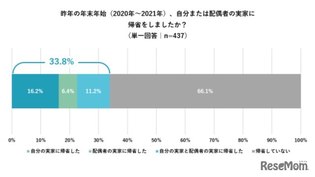 昨年の年末年始（2020年～2021年）の帰省について