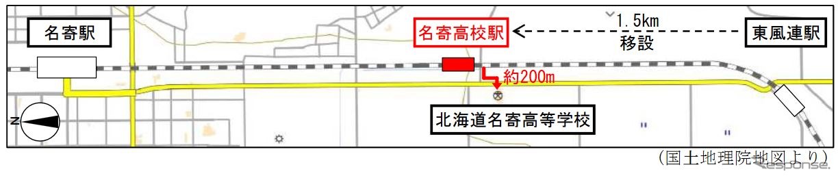 宗谷本線名寄高校駅の所在地。