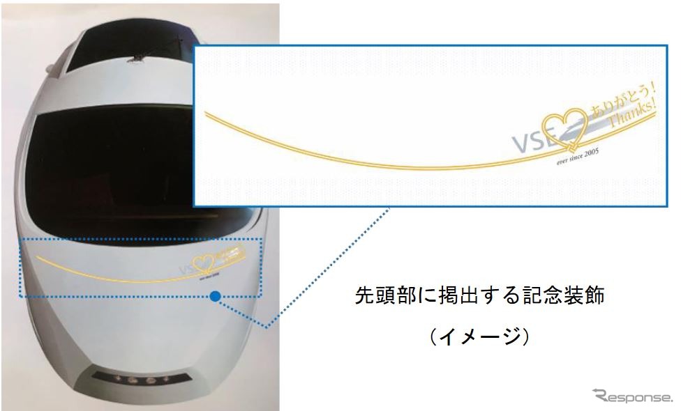 先頭部に掲出される記念装飾。