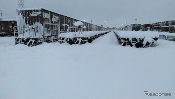 1月12日、札幌貨物ターミナル駅の状況。