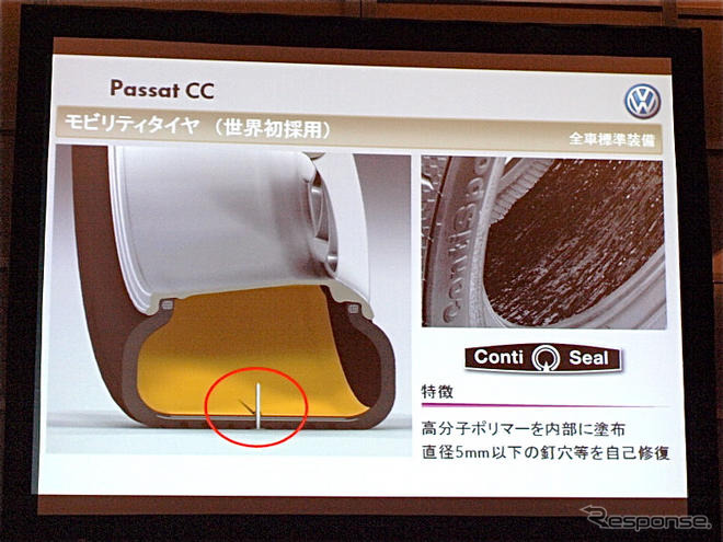 【VW パサートCC 日本発表】パンクしにくいモビリティタイヤ　世界初