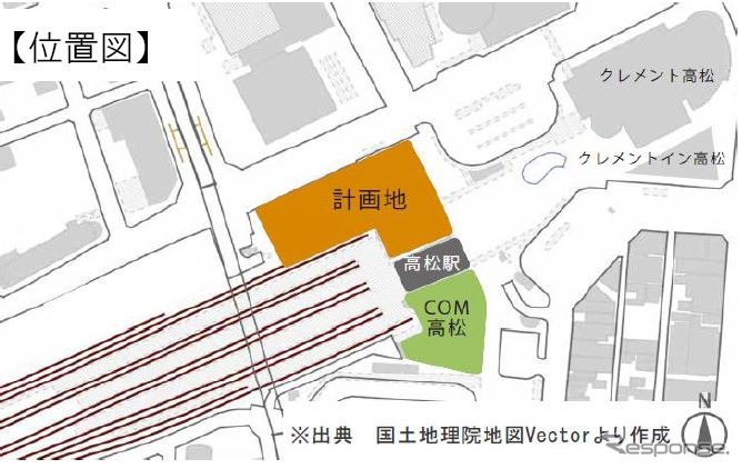 高松駅ビル（仮称）の計画地。