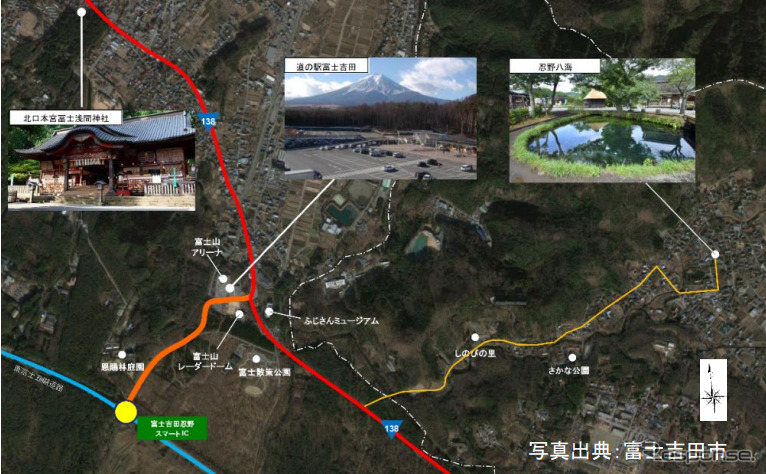 東富士五湖道路・富士吉田忍野スマートIC 位置図