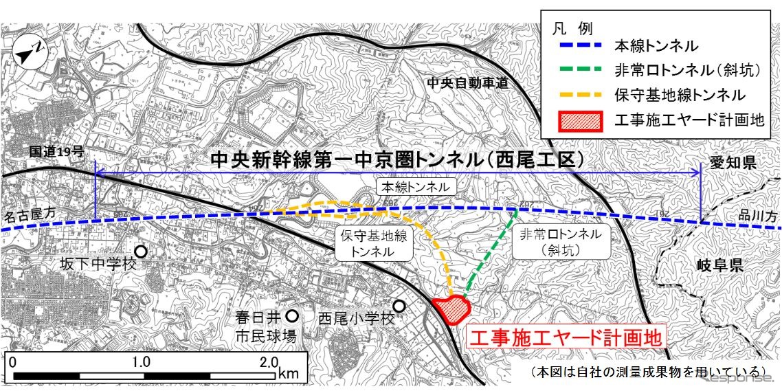 第一中京圏トンネル（西尾工区）の工事位置。