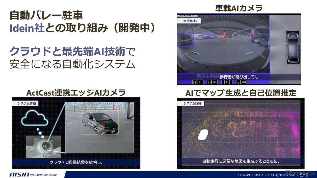 アイシンが開発を進めている自動バレー駐車システム