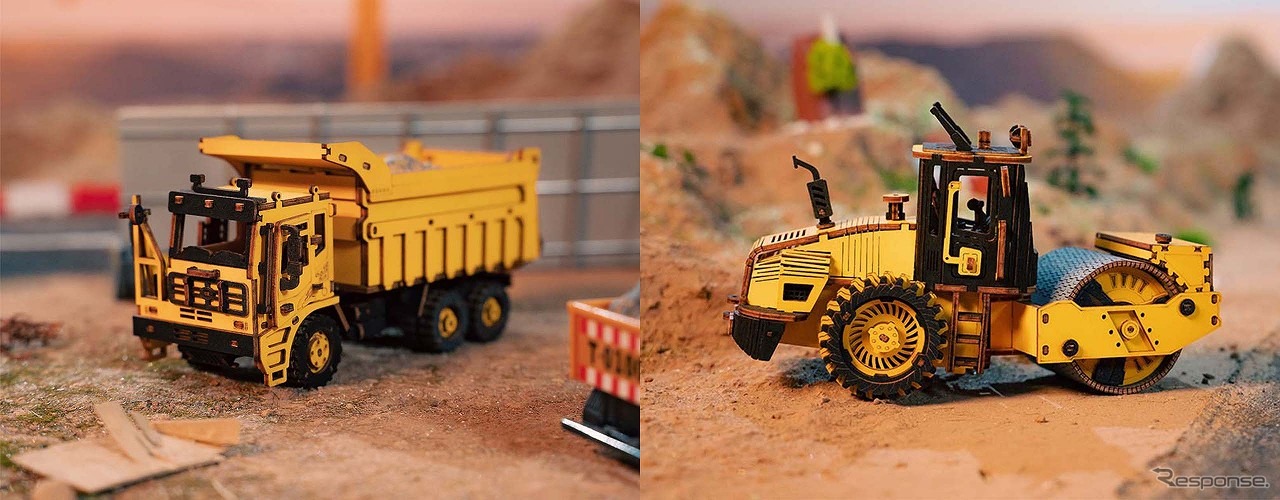 はたらく車3Dウッドパズル ダンプトラック＆ロードローラー