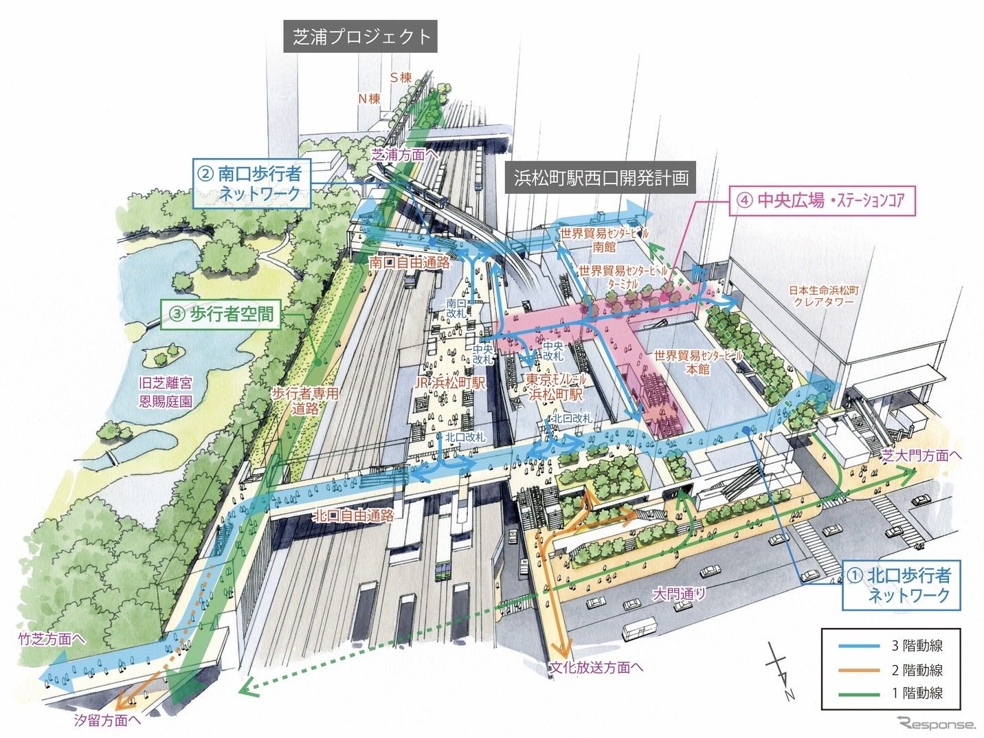 浜松町駅周辺整備のイメージ。