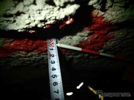 遠隔臨場が可能な現地立会の例：トンネルの吹付コンクリートの厚さ確認
