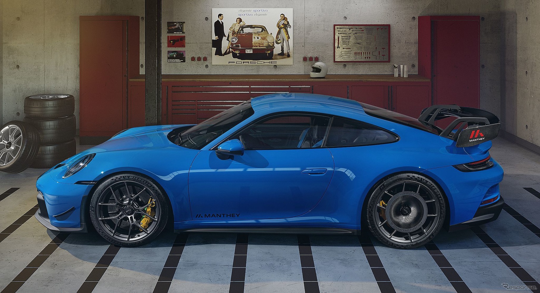 ポルシェ 911 GT3 新型の純正オプション「マンタイパフォーマンスキット」装着車