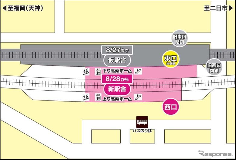 新駅舎へ移る下大利駅。