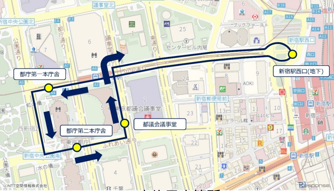 自動運転サービス実証実験の走行ルート